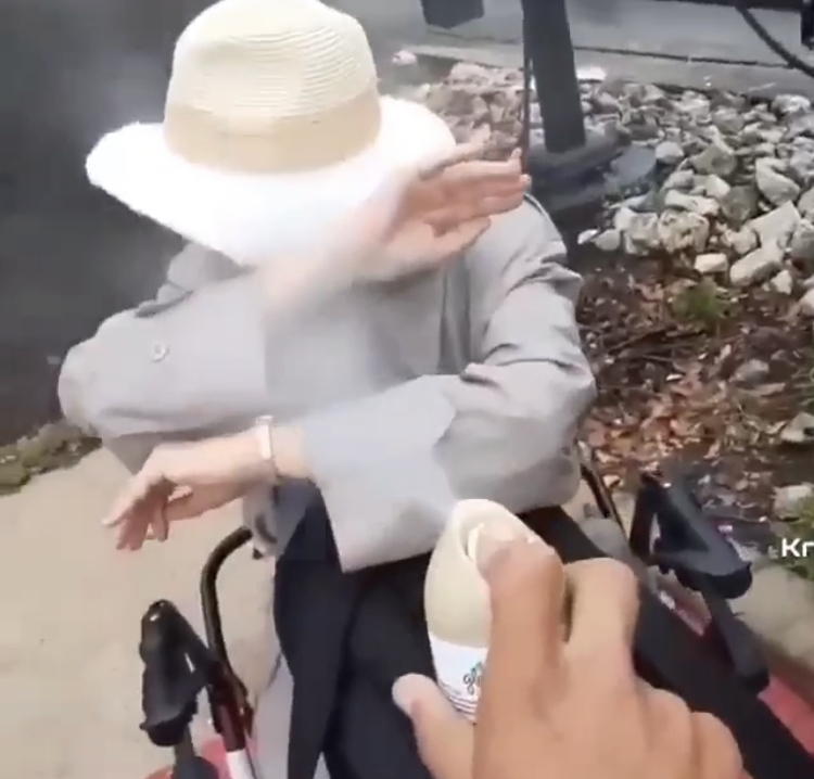 KrudPlug Mobile - FULL VIDEO: Man sprays a old woman with air freshener for calling him the N word. 