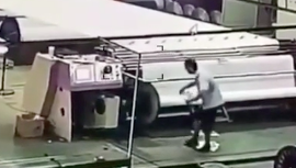 Man gets himself twisted up in work machinery