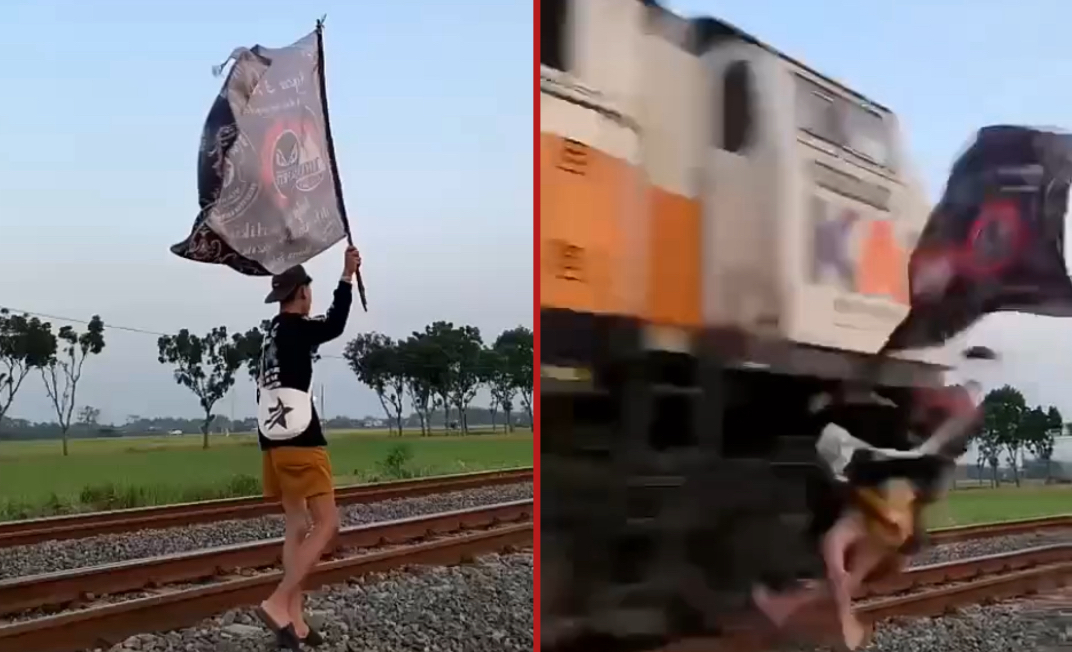 Young man struck and killed by train in Central Java while filming social media stunt near railway tracks - Indonesia