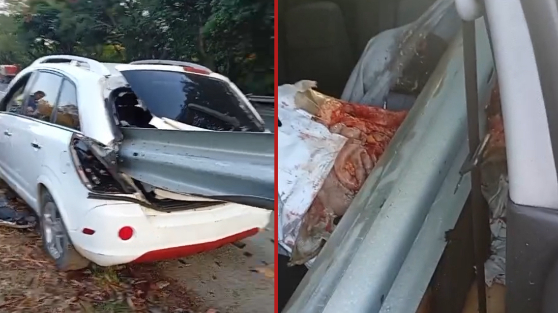 Man killed in highway crash after being split in half by barrier - Dominican Republic