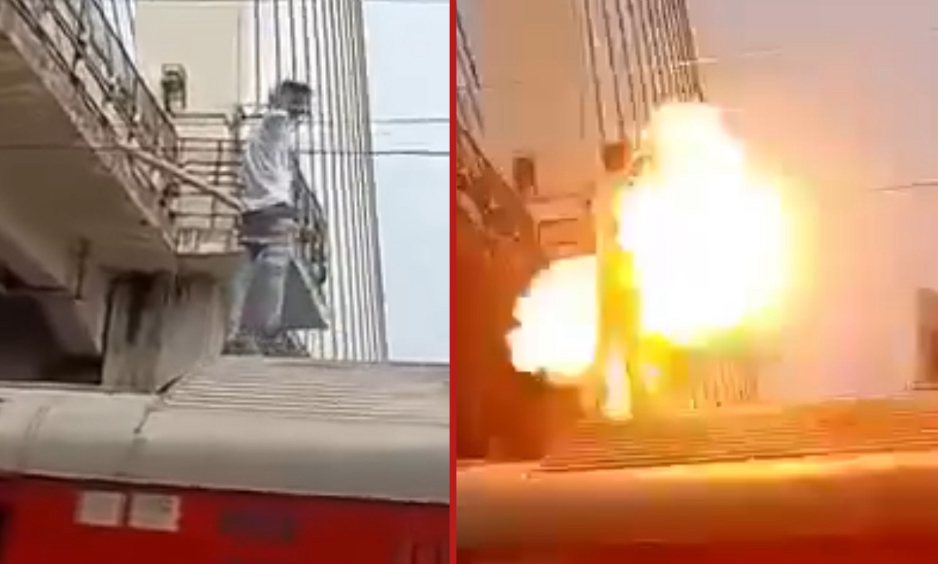 Man electrocuted after climbing onto Train roof at Train station - India