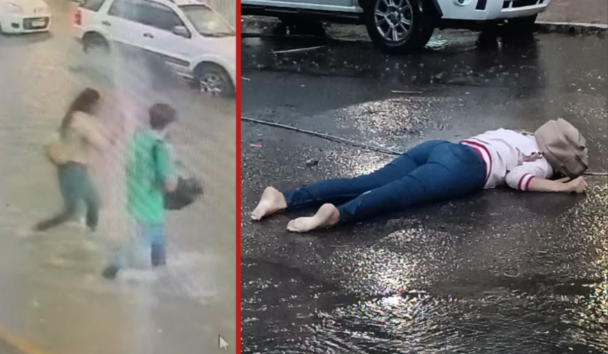 Woman killed by hidden fallen live wire in flooded street while crossing - Brazil