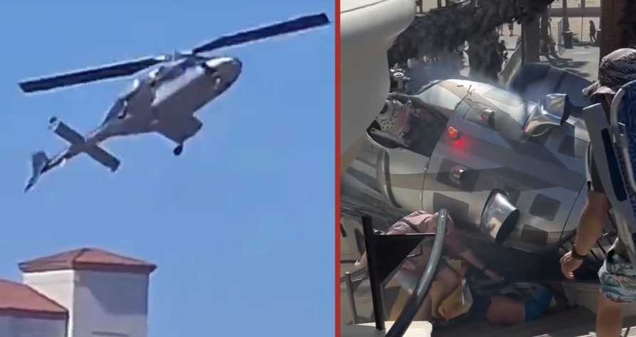Helicopter spirals out of control and crashes near Huntington Beach, leaving five injured [Full Video] - California