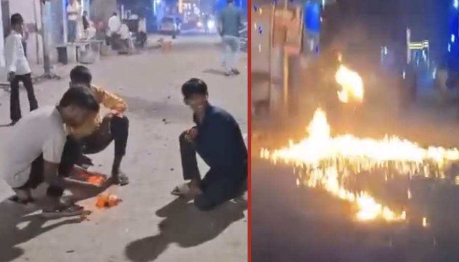 Man catches fire while filming reel with petrol and firecracker in Hapur - India