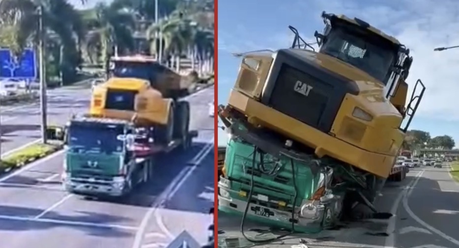 Trailer load shifts at traffic light, crushing driver and assistant in fatal accident - Malaysia