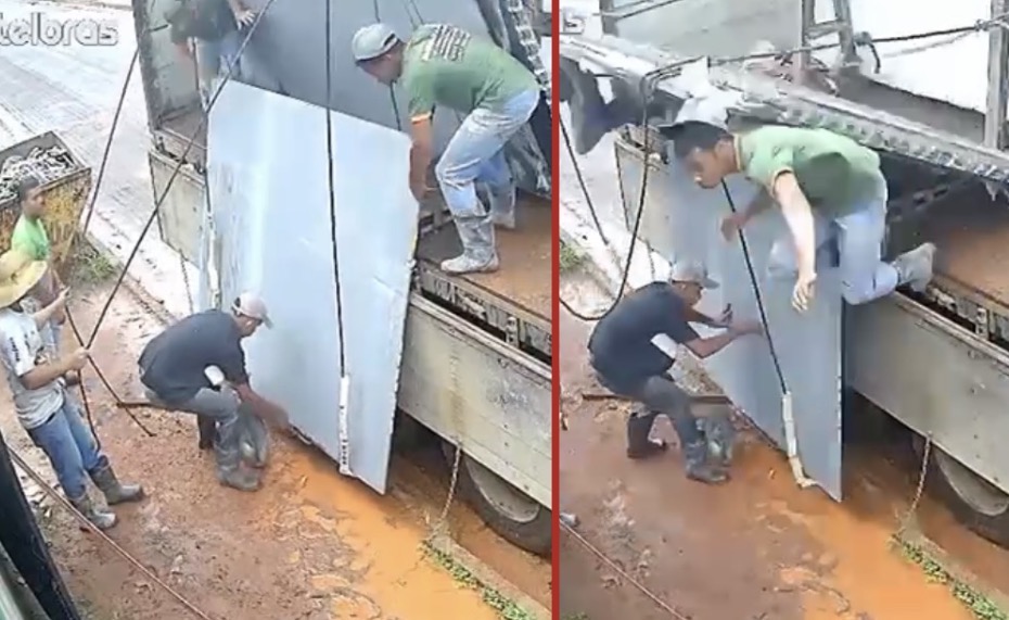 Worker is crushed by concrete slabs while unloading a truck - Brazil