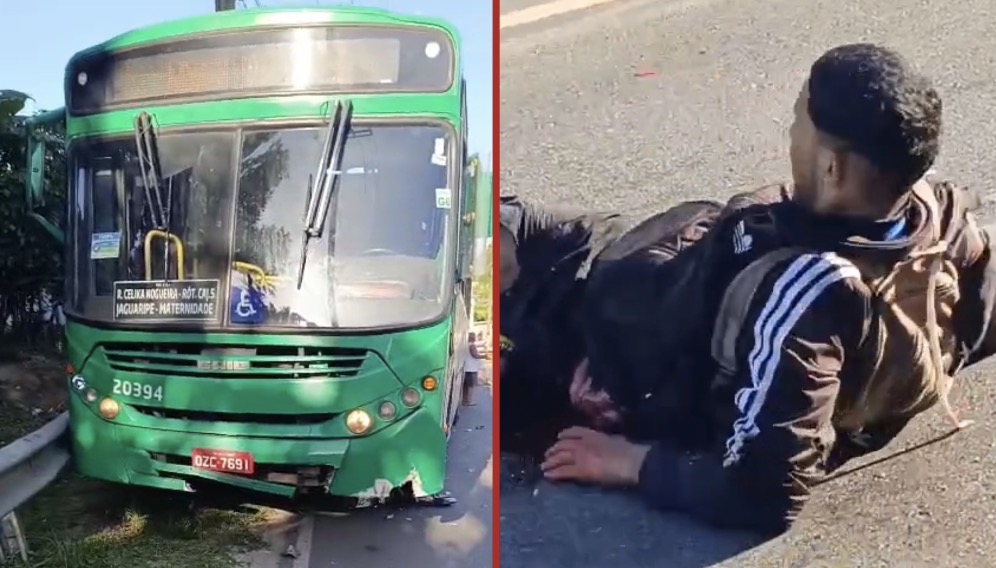 Motorcyclist dies after horrific collision with a bus - Brazil