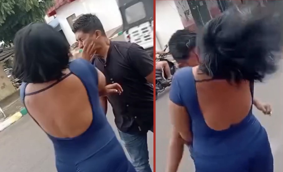 Man arrested after headbutting his ex-partner during a confrontation; video shows she slapped him first - Colombia