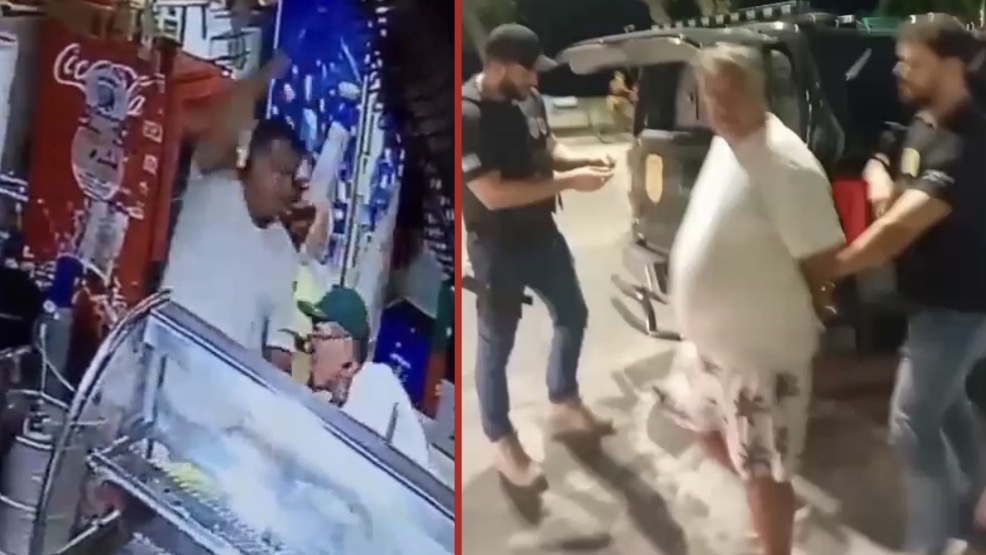Security camera footage captures the shocking moment a Vila Velha bar owner was stabbed to death  - Brazil