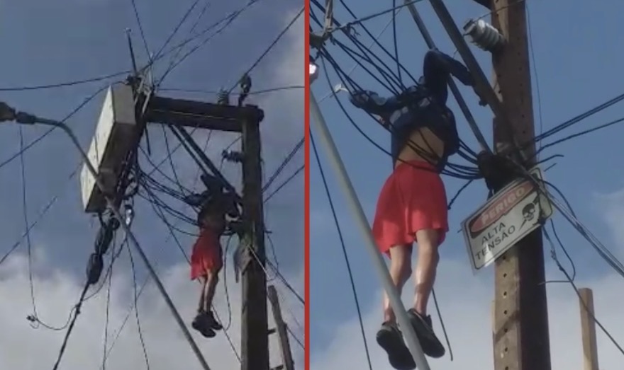 Man dies after attempting an illegal power hookup, suffering a fatal electric shock while on a utility pole - Brazil